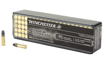 Winchester Ammunition, Super Suppressed, 22LR, 45 Grain, Black Copper Plated Round Nose, 100 Round Box