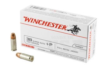 Winchester Ammunition, USA, 38 Super, 130 Grain, Full Metal Jacket, +P, 50 Round Box