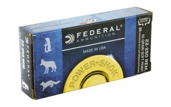 Federal, PowerShok, 22-250, 55 Grain, Soft Point, 20 Round Box