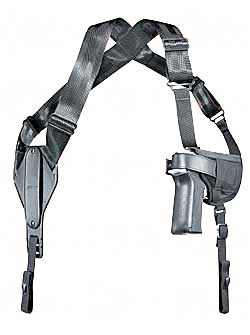 Uncle Mike's, Horizontal Shoulder Holster, Size 15, Fits Medium Auto With 3.75" Barrel, Ambidextrous, Black