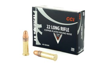 CCI Ammunition, AR-Style, Tactical, 22LR, 40 Grain, Copper Round Nose, 300 Round Box
