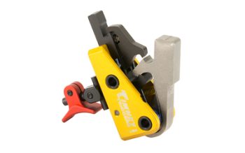 Timney Triggers, AR Calvin Elite Trigger, 1.5lb Pull Weight, Adjustable Shoe, Red Finish