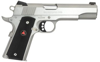 Colt's Manufacturing, Delta Elite, 1911, Semi-automatic, Metal Frame Pistol, Full Size, 10MM, 5" Barrel, Steel, Stainless Finish, Composite Grips with Delta Medallions, Novak White Dot Sights, 8 Rounds, 1 Magazine, Upswept Beavertail Grip Safety