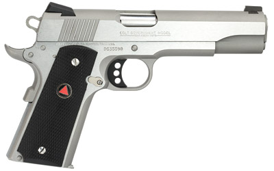 Colt's Manufacturing, Delta Elite, 1911, Semi-automatic, Metal Frame Pistol, Full Size, 10MM, 5" Barrel, Steel, Stainless Finish, Composite Grips with Delta Medallions, Novak White Dot Sights, 8 Rounds, 1 Magazine, Upswept Beavertail Grip Safety
