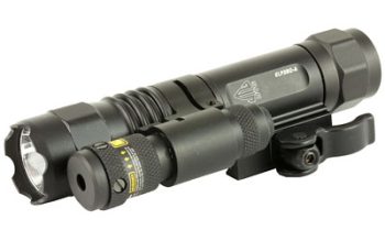 Leapers, Inc. - UTG, Accushot, Flashlight, Fits Picatinny, LED Weapon Flashlight with Adjustable Red Laser, 400 Lumen, with Quick Detach Mount, Black Finish