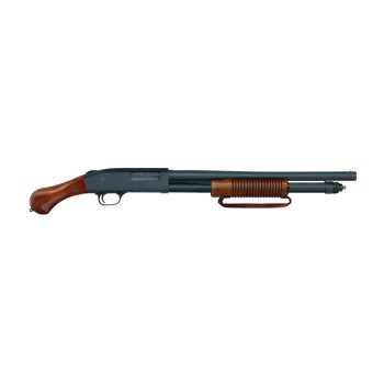 Mossberg, 590 Nightstick, Pump Action Shotgun, 12 Gauge, 3" Chamber, 18.5" Barrel (30.75" Overall Length), Matte Finish, Black, 6 Round, Wood Forend and Birds Head Grip