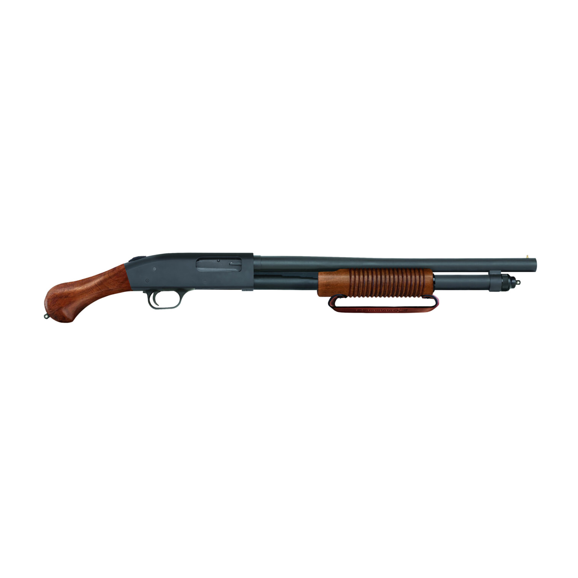 Mossberg, 590 Nightstick, Pump Action Shotgun, 12 Gauge, 3" Chamber, 18.5" Barrel (30.75" Overall Length), Matte Finish, Black, 6 Round, Wood Forend and Birds Head Grip