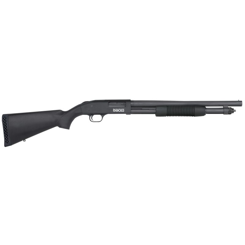 Mossberg, 590S, Optic Ready, Pump Action, 12 Gauge, 3" Chamber, 18.5" Barrel, Matte Blued Finish, Synthetic Stock, Bead Sight, Receiver Milled for Shield RMSc Pattern Micro Dot Sights, 9 Rounds, Cycles 1.75", 2.75", or 3"