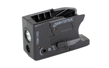 Nightstick, TSM-15G, Subcompact Tactical Weapon-Mounted Light w/Green Laser, Fits S&W Shield 9/40, 150 Lumens, 2,700 Candela, Black, .75 Hours of Runtime, IP-X4 Water-Resistant, Rechargeable Battery