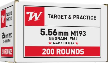 Winchester Ammo WM193200 USA M193 5.56x45mmNATO 55gr Full Metal Jacket 200 Per Bx