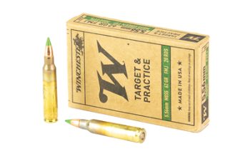 Winchester Ammunition, M855, 556NATO, 62 Grain, Full Metal Jacket, Green Tip, Box of 20