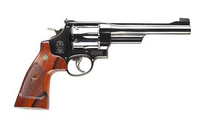 Smith & Wesson, Model 25, Classic, Double/Single Action, Metal Frame Revolver, N-Frame, 45 Long Colt, 6.5" Barrel, Carbon Steel, Blued Finish, Wood Grips, Adjustable Sights, 6 Rounds