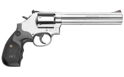 Smith & Wesson, 686 Plus, Deluxe, 3-5-7 Magnum Series, Double/Single Action/Single Action, 357 Magnum, 7" Barrel, Stainless Steel, Satin Finish, Silver, Adjustable Sights, Wood Grips, 7 Rounds