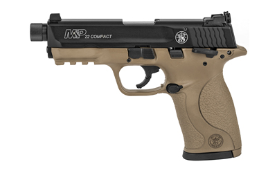 Smith & Wesson, M&P Compact, Single Action Only, Semi-automatic, Polymer Frame Pistol, Compact, 22LR, 3.5" Threaded Barrel, Cerakote Finish, Flat Dark Earth, 3-Dot Sight, Manual Thumb Safety, 10 Rounds, 2 Magazines