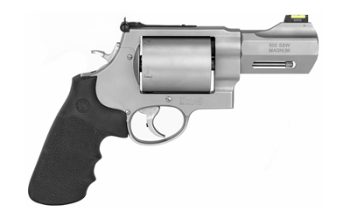 Smith & Wesson, Model 500, Performance Center, Double Action/Single Action, Metal Frame Revolver, X-Frame, 500 S&W, 3.5" Custom Barrel, Stainless Steel, Rubber Grips, Fiber Optic Front Sight, 5 Rounds, Unfluted Cylinder, Trigger Stop