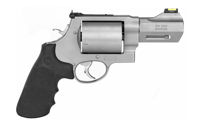 Smith & Wesson, Model 500, Performance Center, Double Action/Single Action, Metal Frame Revolver, X-Frame, 500 S&W, 3.5" Custom Barrel, Stainless Steel, Rubber Grips, Fiber Optic Front Sight, 5 Rounds, Unfluted Cylinder, Trigger Stop