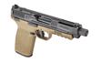 Smith & Wesson, M&P, Semi-automatic, Single Action Only Internal Hammer Fired, Full Size, 5.7X28MM, 5" Threaded Barrel, Optics Ready, No Manual Thumb Safety, Optic Height Sights, Flat Dark Earth Frame, Black Slide, 22 Rounds, 2 Magazines