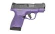 Smith & Wesson Shield Plus, M&P9, Semi-automatic, Striker Fired Polymer Frame Pistol, Micro-Compact, 9MM, 3.1" Barrel, Armornite Finish, Black Slide, Purple Cerakote Frame, White Dot Sights, Manual Thumb Safety, Flat Face Trigger, 2 Magazines, (1) 10