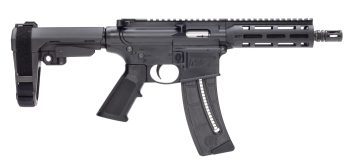 Smith & Wesson M&P 15-22 Pistol, Semi-automatic, AR, 22LR, 8"Barrel, Matte Black Finish, SB Tactical SBA3 Brace, Polymer Receiver, MLOK Handguard, 1 Mag, 25Rd 13321