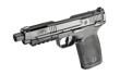 Smith & Wesson, M&P, Semi-automatic, Single Action Only Internal Hammer Fired, Full Size, 5.7X28MM, 5" Threaded Barrel, Optics Ready, Manual Thumb Safety, Optic Height Sights, Black, 22 Rounds, 2 Magazines