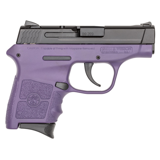 Smith & Wesson M&P Bodyguard, Double Action Only, Semi-Automatic, Polymer Frame Pistol, Sub-Compact, 380ACP, 2.75" Barrel, Armornite Finish, Black Slide, Purple Frame, Fixed Sights, 6 Round, 2 Magazines 14019
