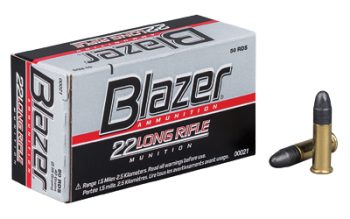 Blazer Ammunition, Blazer, 22LR, High Velocity, 40 Grain, Lead, 50 Round Box