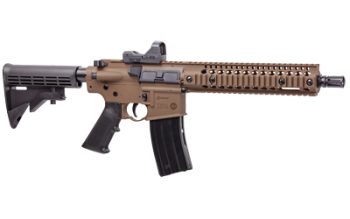 Crosman, Full Auto R1 CO2 Rifle 430 Feet Per Second, 10.5" Barrel, Synthetic Stock, AR Compatible Buffer Tube and Pistol Grip, Blowback Action, Realistic Weight and Functions, 25Rd, Flat Dark Earth