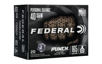 Federal, Premium, Punch, 40 S&W, 165 Grain, Jacketed Hollow Point, 20 Round Box