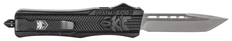 CobraTec Knives MBSTK1MTNS CTK-1 Medium 3" OTF Tanto Plain D2 Steel Blade/Black Aluminum Handle Features Glass Breaker Includes Pocket Clip