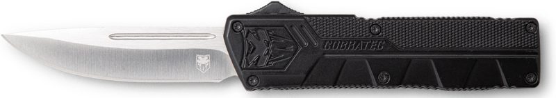 CobraTec Knives BCTLWDNS Lightweight 3.25" OTF Drop Point Plain D2 Steel Blade/Black Aluminum Handle Includes Pocket Clip