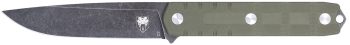 CobraTec Knives CTOWODGDNS Outdoor Warrior 4.50" Fixed Drop Point Plain Stonewashed D2 Steel Blade, 4.75" OD Green Textured G10 Scales Handle