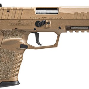 FN America, Five seveN MRD, Single Action Only, Semi-automatic, Polymer Frame Pistol, Full Size, 5.7X28MM, 4.8" Barrel, Matte Finish, Flat Dark Earth, Stippled Textured Grip, Optic Ready, Adjustable Sights, Ambidextrous, 20 Rounds, 2 Magazines, Inclu