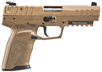 FN America, Five seveN MRD, Single Action Only, Semi-automatic, Polymer Frame Pistol, Full Size, 5.7X28MM, 4.8" Barrel, Matte Finish, Flat Dark Earth, Stippled Textured Grip, Optic Ready, Adjustable Sights, Ambidextrous, 20 Rounds, 2 Magazines, Inclu