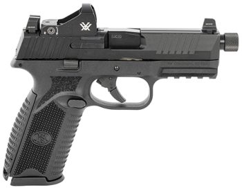 FN 66100844 509T w/Optic Sports South Exclusive 9mm Luger 17+1/24+1, 4.50" Black Steel Threaded Barrel, Matte Black Optic Ready/Serrated Stainless Steel Slide, Matte Black Polymer Frame w/Picatinny Rail, Vortex Viper Red Dot
