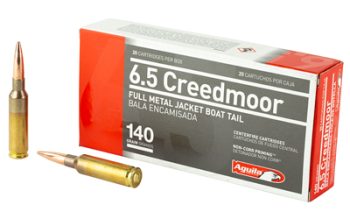 Aguila Ammunition, 6.5 Creedmoor, 140 Grain, Full Metal Jacket Boat Tail, 20 Round Box
