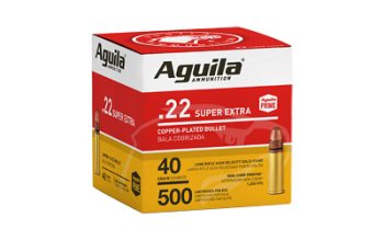 Aguila Ammunition, Rimfire, 22 LR, 40 Grain, Copper Plated Solid Point, Hi-Velocity, 500 rounds per box, 2000 rounds per case