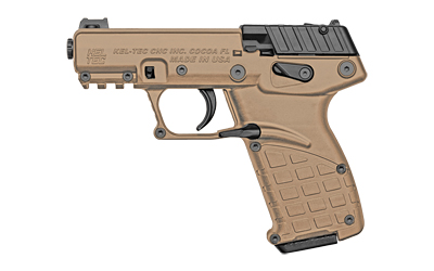 Kel-Tec, P17, Single Action, Semi-automatic, Polymer Frame Pistol, Compact, 22LR, 3.8" Barrel, Threaded Barrel, Tan, Fiber Optic Front Sight, 16 Rounds, 3 Magazines