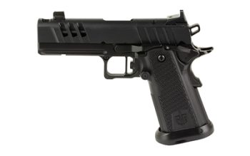 Military Arms Corporation, MAC 9 Double Stack, Single Action Only, Semi-automatic, Steel Frame Pistol, Carry Size, 9MM, 4.25" Compensated Barrel, QPD Finish, Black, 11 Degree Target Crown, AGENCY AOS Optics Cut, Blade Front and Adjustable Rear Sights