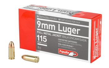 Aguila Ammunition, Pistol, 9MM, 115 Grain, Full Metal Jacket, 50 Round Box
