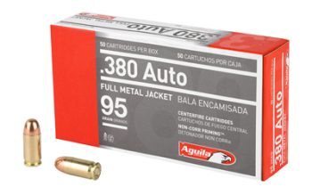 Aguila Ammunition, Pistol, 380ACP, 95 Grain, Full Metal Jacket, 50 Round Box