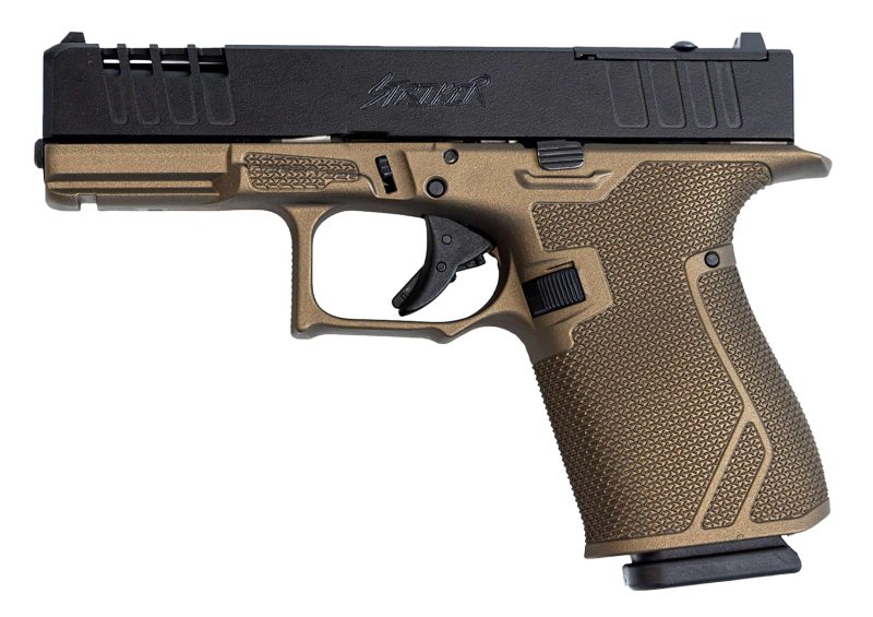 Great Lakes Firearms GL19BRZ Striker Compact Frame 9mm Luger 15+1 4" Black Nitride Steel Barrel, Black Cerakote Serrated w/Slide Cuts Steel Slide, Bronze Cerakote Polymer Frame & Grip, Ambidextrous