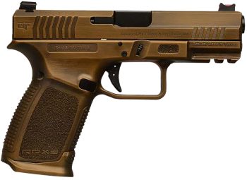 Gforce Arms GFRPX3C9BNZ Exodus 9mm Luger 15+1 4.02" Black Steel Barrel, Bronze Cerakote Serrated Steel Slide, Bronze Cerakote Polymer Frame w/Accessory Rail, Textured Grip