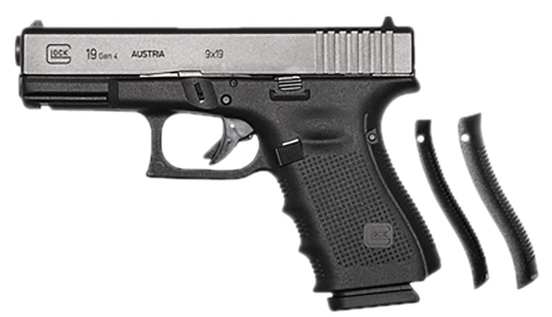 Glock UG1950713 G19 Gen4 Compact 9mm Luger 15+1 4.02" Black Steel Barrel, Matte Black Serrated Slide & Polymer Frame w/Picatinny Rail/Serrated Trigger Guard, Black Textured Finger Grooved w/Interchangeable Backstrap Grips, Right Hand